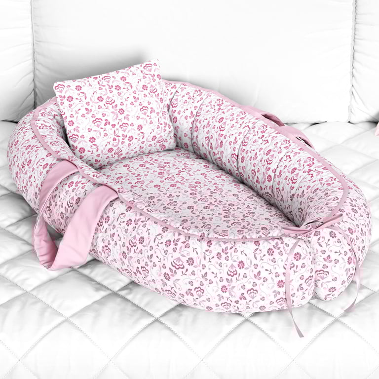 Ninho para Bebê Redutor de Berço Floral Liberty Rosa 80cm