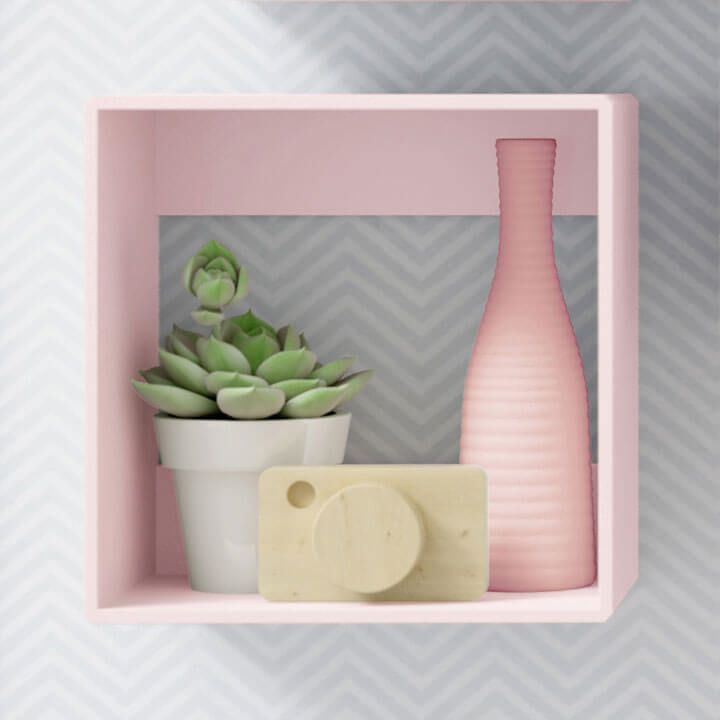 Nicho de Madeira Quadrado Rosa Bebê 25cm