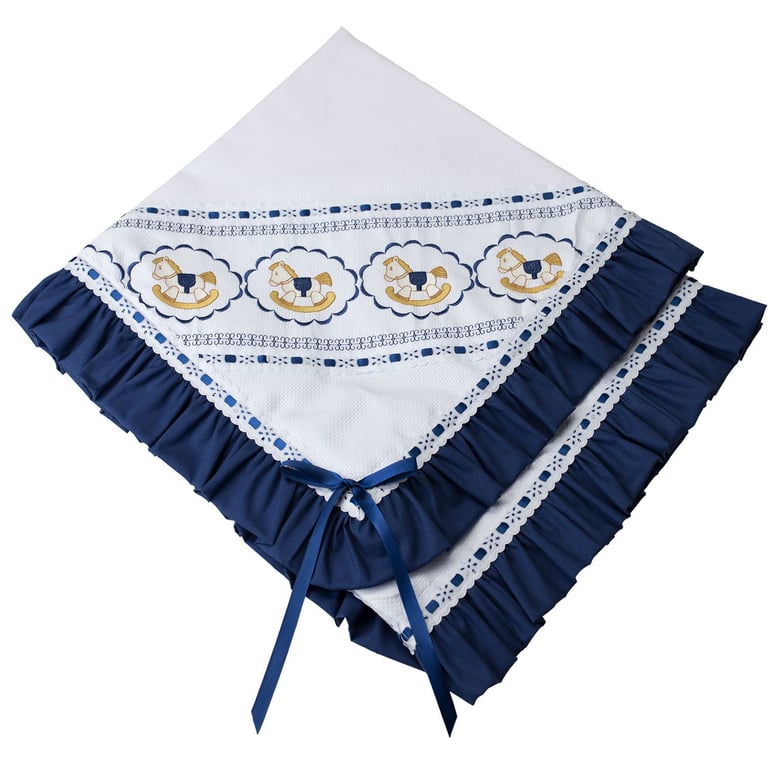 Manta Piquet Cavalinho de Balanço Real Azul Marinho 75cm