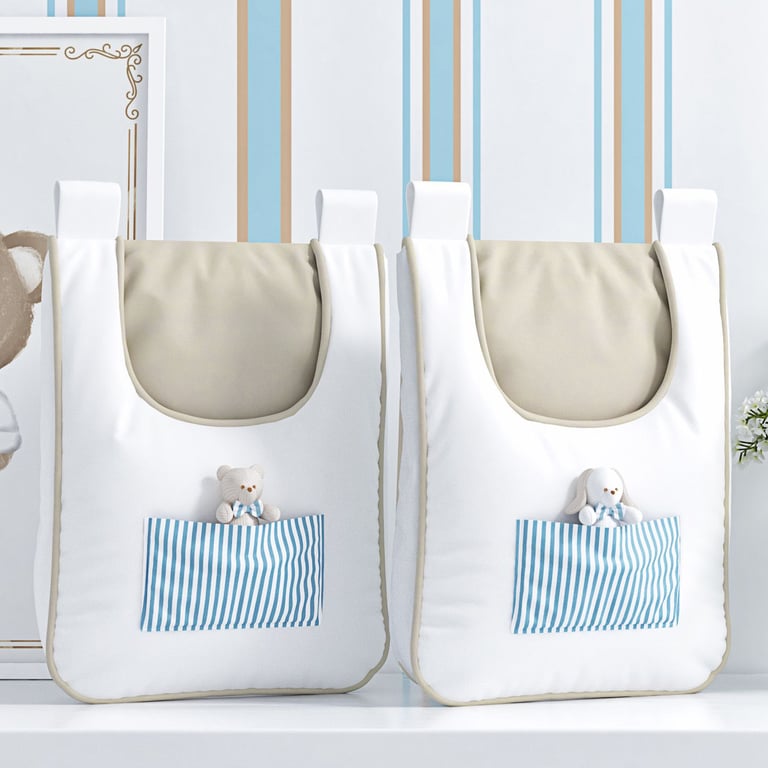 Porta Fraldas Varão Listrado Luxo Azul