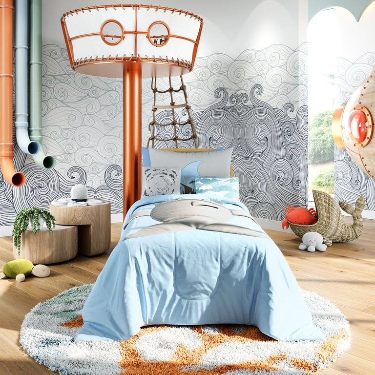 Fronha de Travesseiro Infantil Tubarão Fundo do Mar — vista alternativa