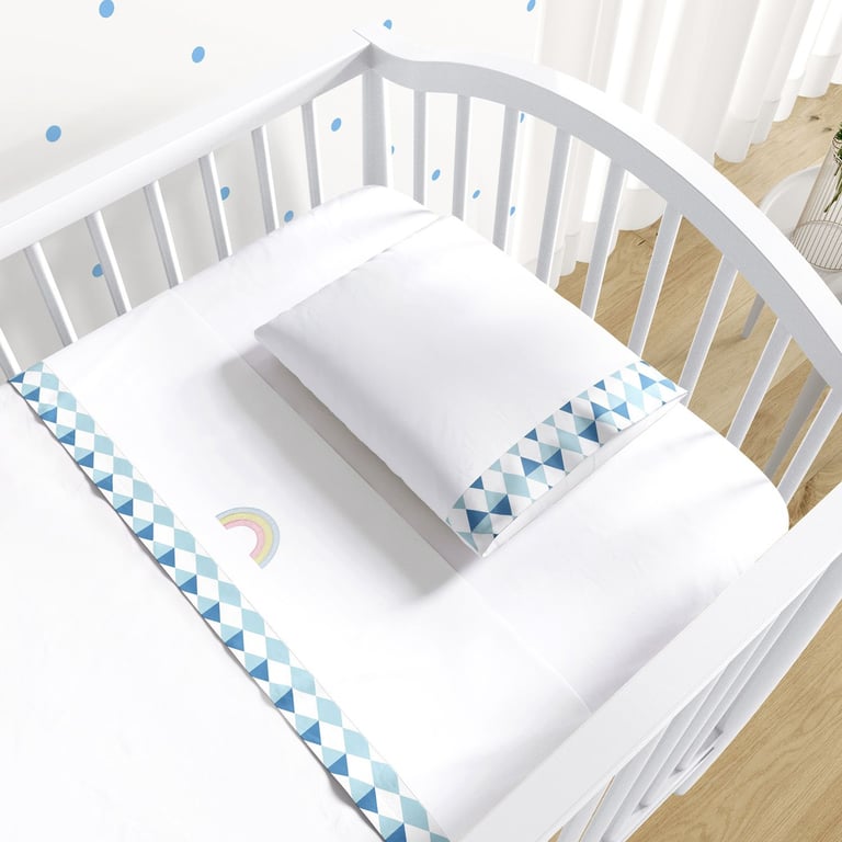 Jogo de Lençol Berço Arco-Íris Geométrico Rosa 3 peças — vista alternativa