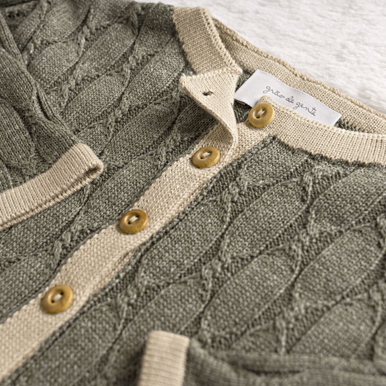 Saída Maternidade Tricot Macacão Trança Aram Verde Musgo 02 Peças — vista alternativa