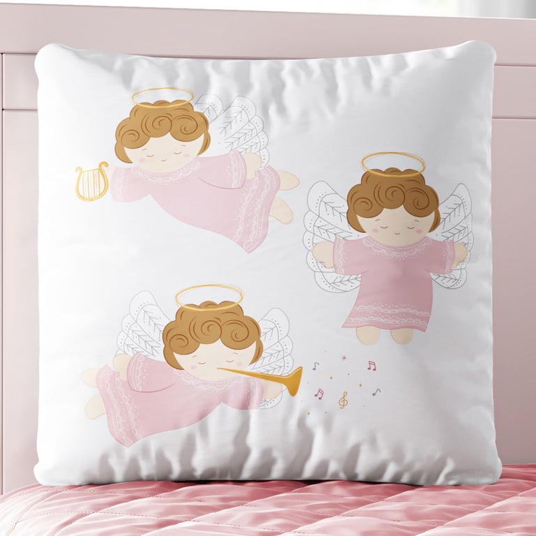 Almofada Quadrada Anjinhas Felizes 30cm