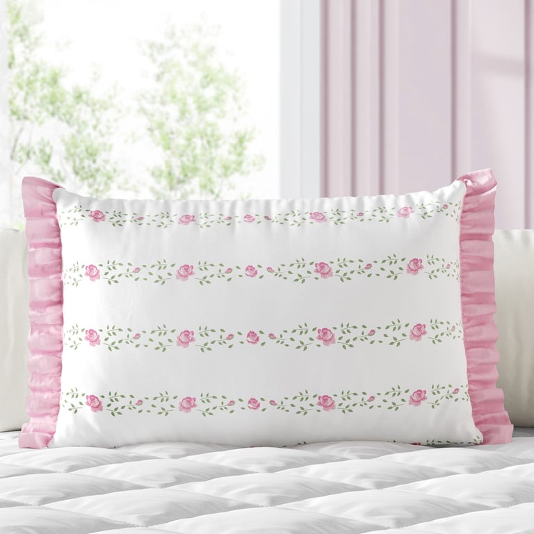 Almofada Retangular Raminhos de Rosas 35cm