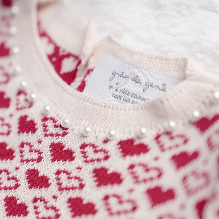 Saída Maternidade Tricot Jacquard Petit Coração Rosa 03 Peças — vista alternativa