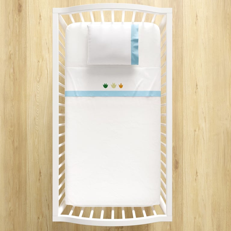 Jogo de Lençol Berço Bordado Pegadas de Dinossauros 3 peças — vista alternativa