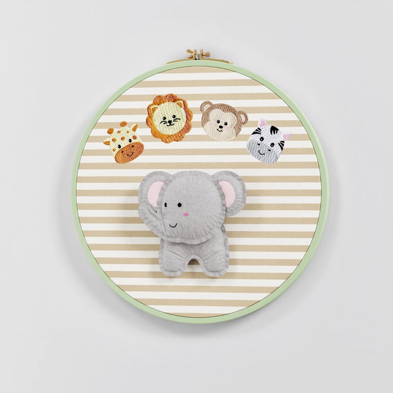 Quadro Bastidor Amiguinhos Safári 20cm