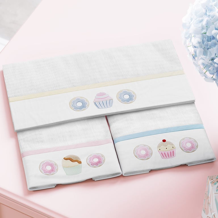 Jogo de Fraldas de Boca Doce Encanto Bordadas 3 Peças