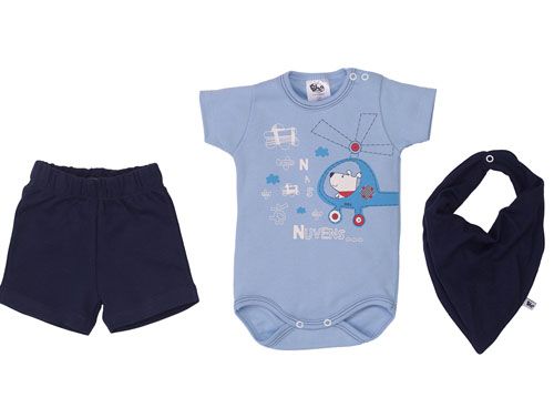 Conjunto Curto Bebê Azul com Bandana