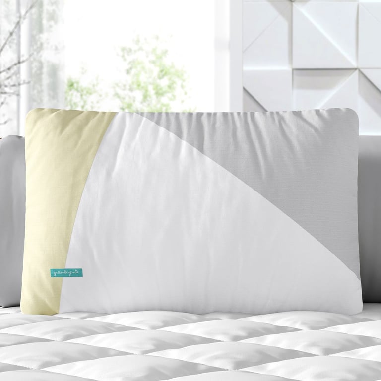 Almofada Retangular Geométrico Amarelo e Cinza 39cm