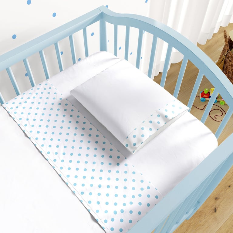Jogo de Lençol Berço Branco Poá Azul 3 peças — vista alternativa