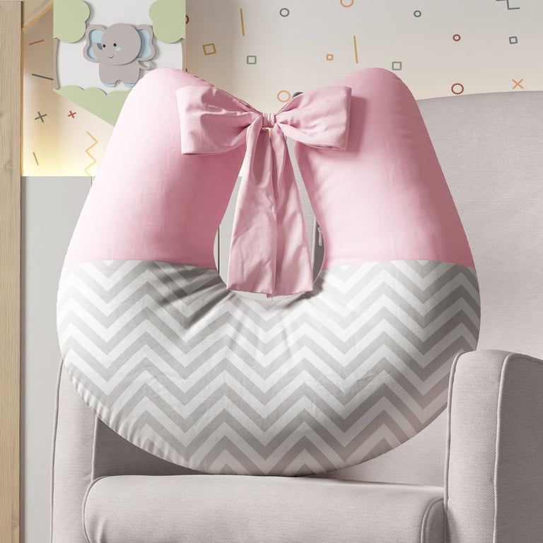 Almofada Amamentação Vermelho Chevron com Laço — vista alternativa