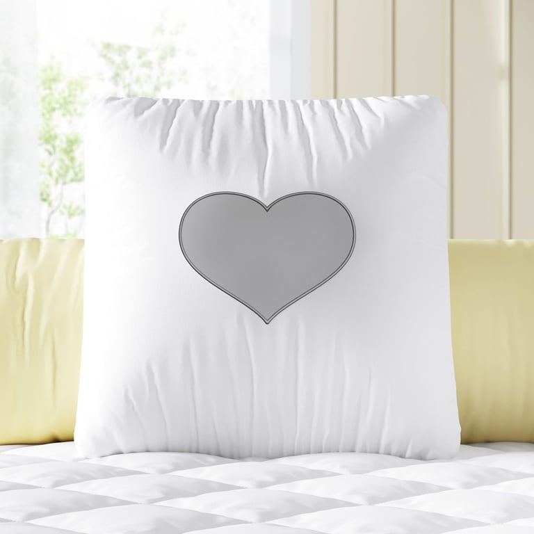 Almofada Decorativa Coração Branco e Cinza 30cm