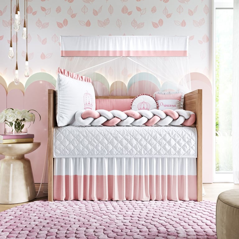 Kit Berço Trança Menina Princesa Rosa — vista alternativa
