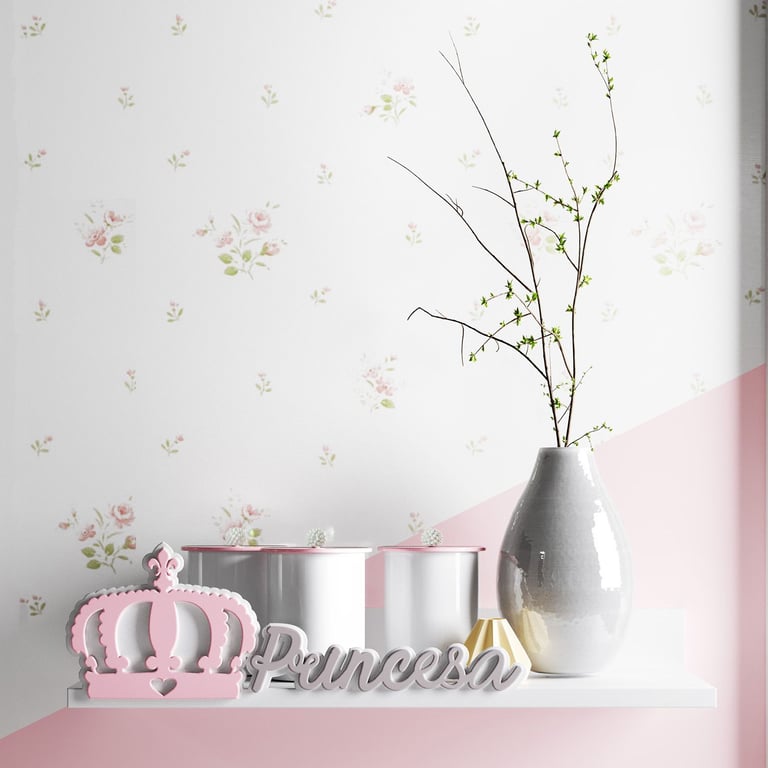 Prateleira MDF Menina Princesa Rosa e Cinza