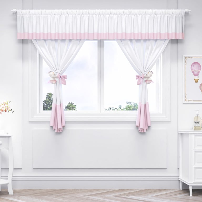 Cortina Luxo Branca/Azul 1,50m