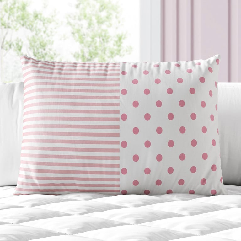 Almofada Retangular Listras e Poá Rosa