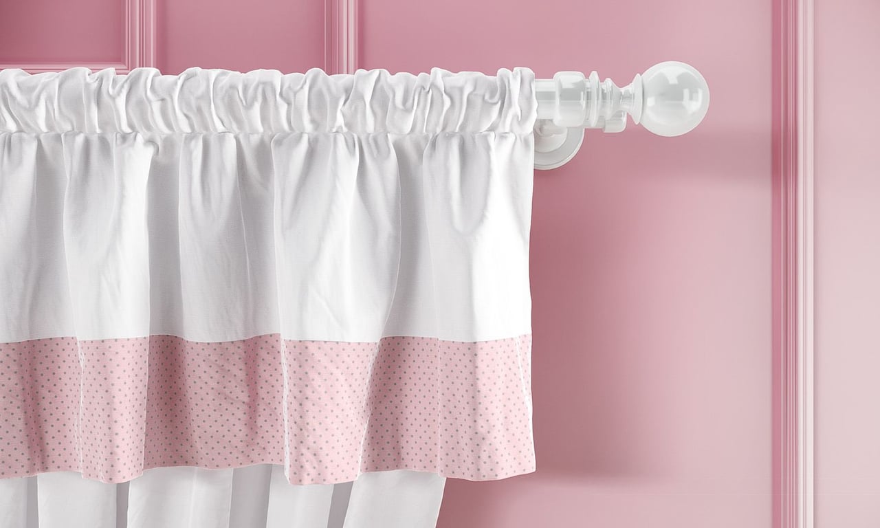 Cortina Branca com Bando e Barrado Rosa Poá — vista alternativa