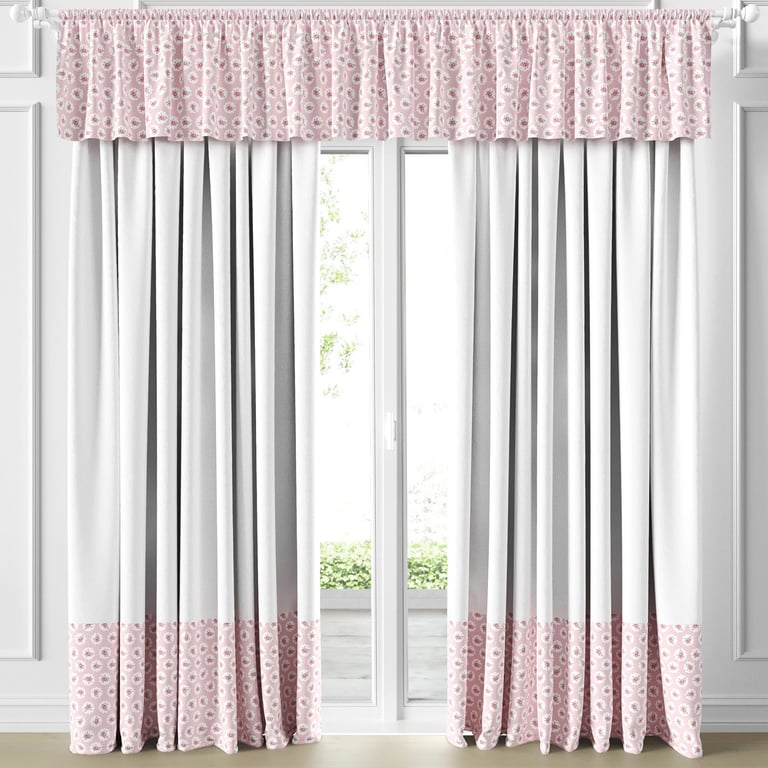 Cortina Infantil e Bebê Floral Liberty Poá Azul