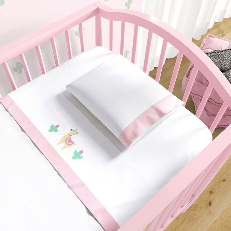 Jogo de Lençol Berço Bordado Amiguinhas Lhamas 3 peças — vista alternativa