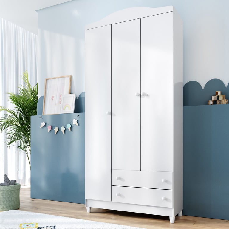 Guarda Roupa Infantil Branco 3 Portas Meli