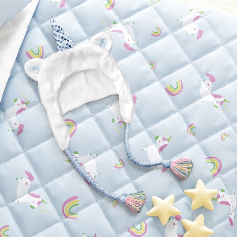 Touca de Bebê Amiguinhos Unicórnio Azul