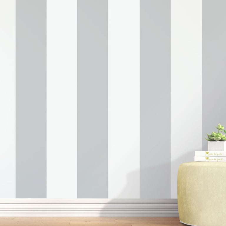 Papel de Parede Listrado Largo Cinza e Branco 3m