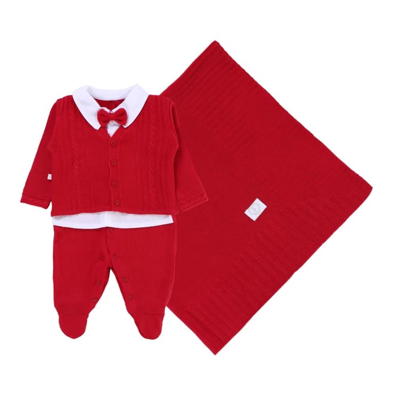 Saída De Maternidade Fofinho Com Gravata Borboleta Vermelho