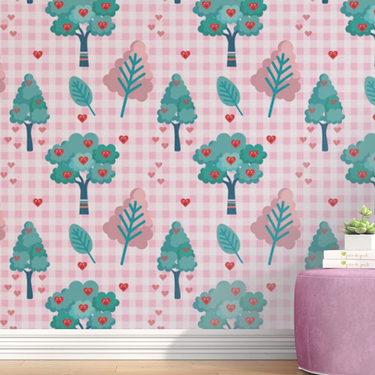 Papel de Parede Floresta do Amor Xadrez 3M