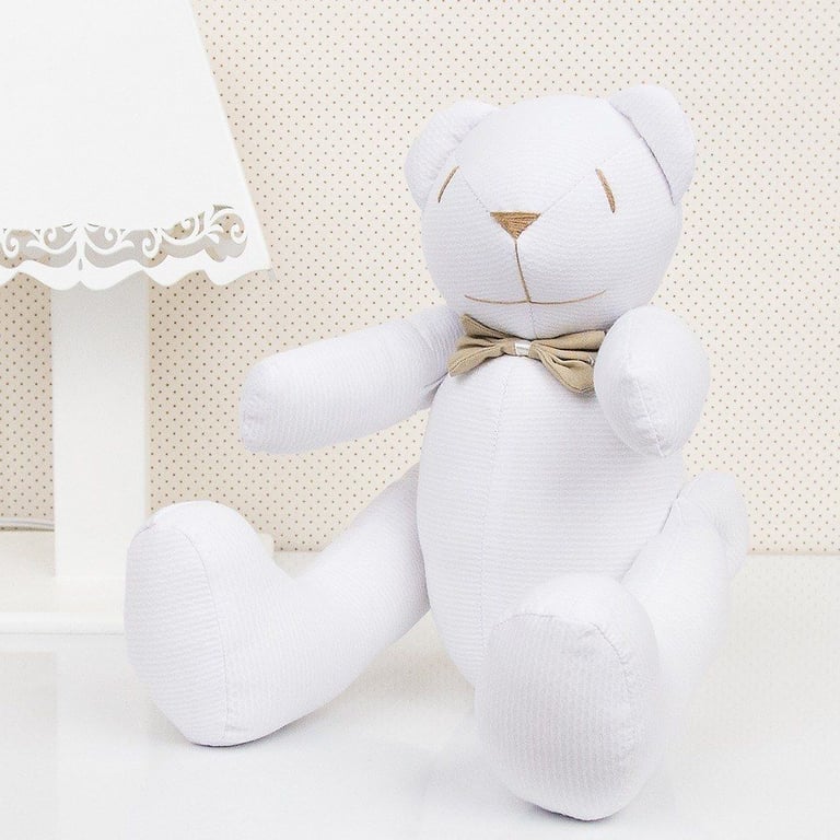 Urso Branco com Gravata Bege 34cm
