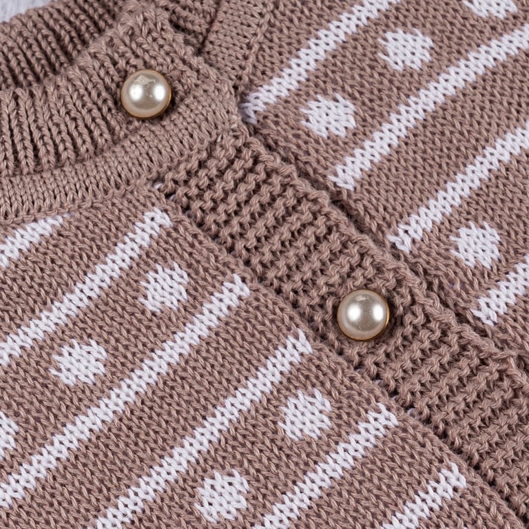 Saída Maternidade Tricot Clássico Poá Nude Rosé 03 Peças — vista alternativa