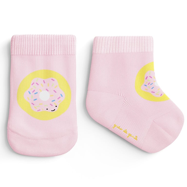Kit Meia Bebê Tal Mãe Tal Filha Trocapé Pirulito e Donuts Rosa 4 Pares