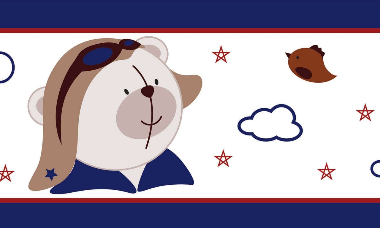 Faixa Adesiva de Parede Urso Aviador 2m — vista alternativa