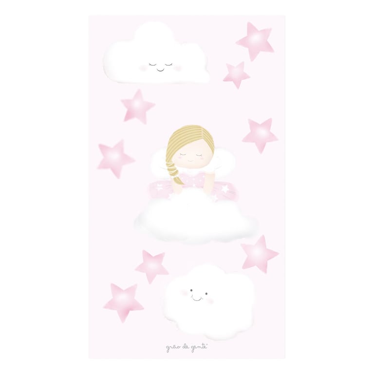 Adesivos de Parede Fadinha nas Nuvens Rosa