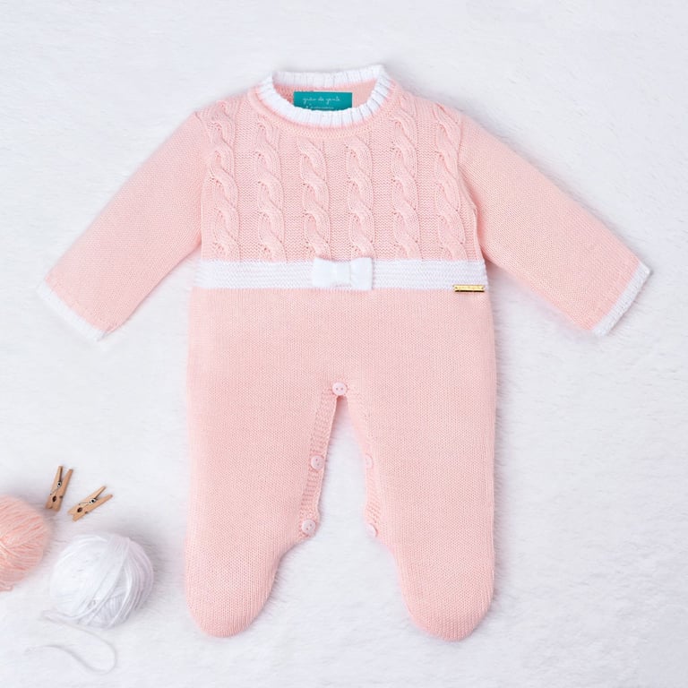 Macacão Tricot Lacinho e Trança Azul