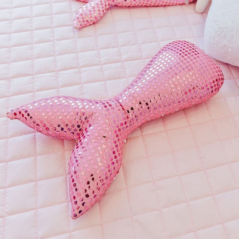 Almofada Decorativa Sereia Rosa Paetê 46cm