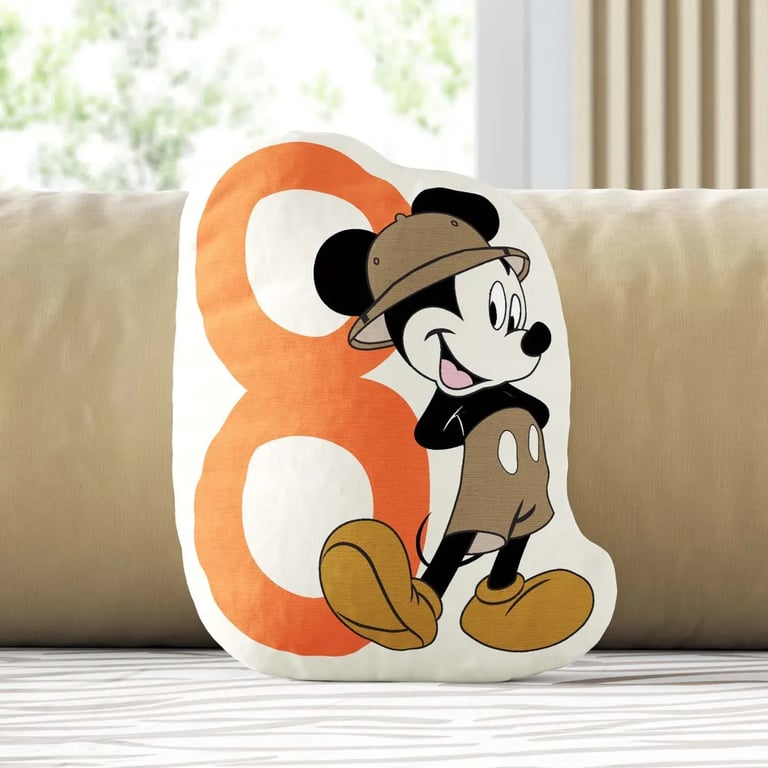Almofada Mesversário Mickey Mouse Safári 8 Meses 20cm