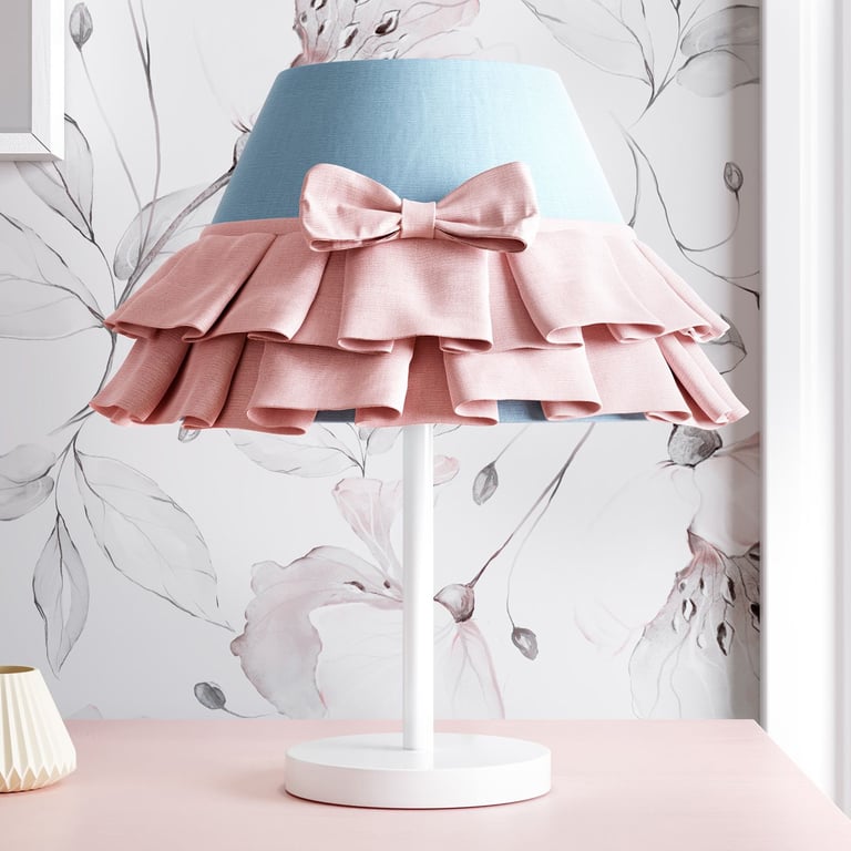 Abajur Babado Laço Rosa e Azul