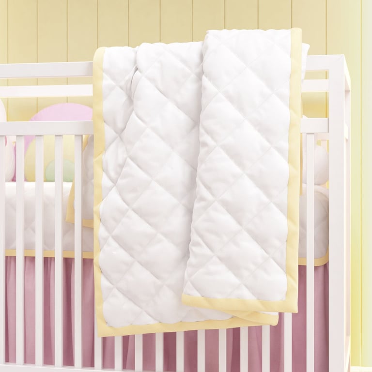 Edredom de Berço Matelado Branco/Amarelo