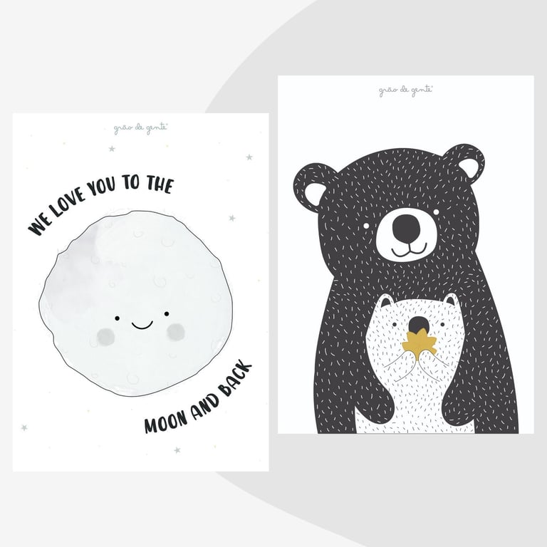 Kit Pôster Adesivo Mamãe Ursa 2 peças