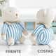 Urso Pijama Listrado Tricot Luxo Azul 18cm - imagem 2