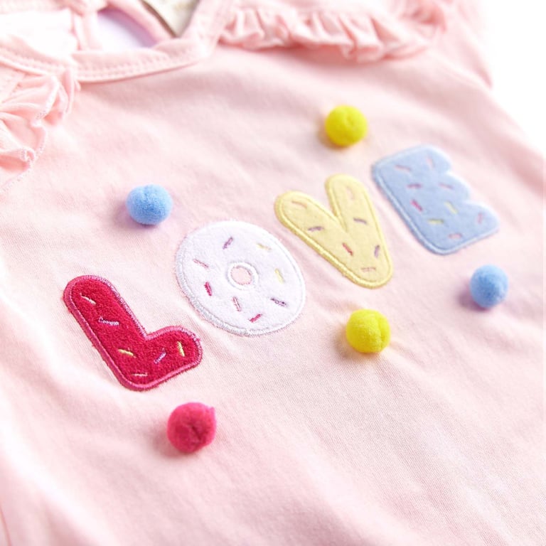 Macacão Curto Love Pompons Rosa — vista alternativa
