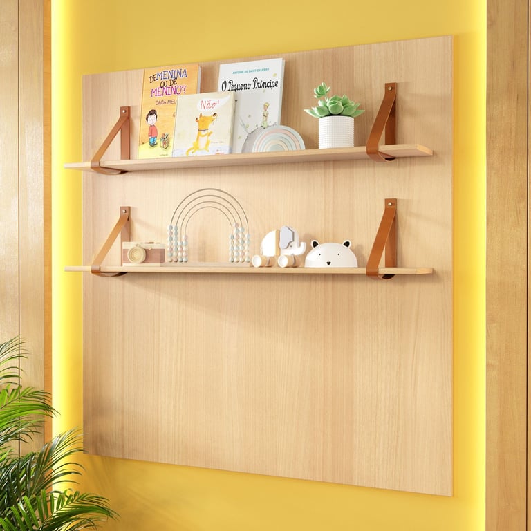 Painel com Prateleiras Maior Madeira Tomi