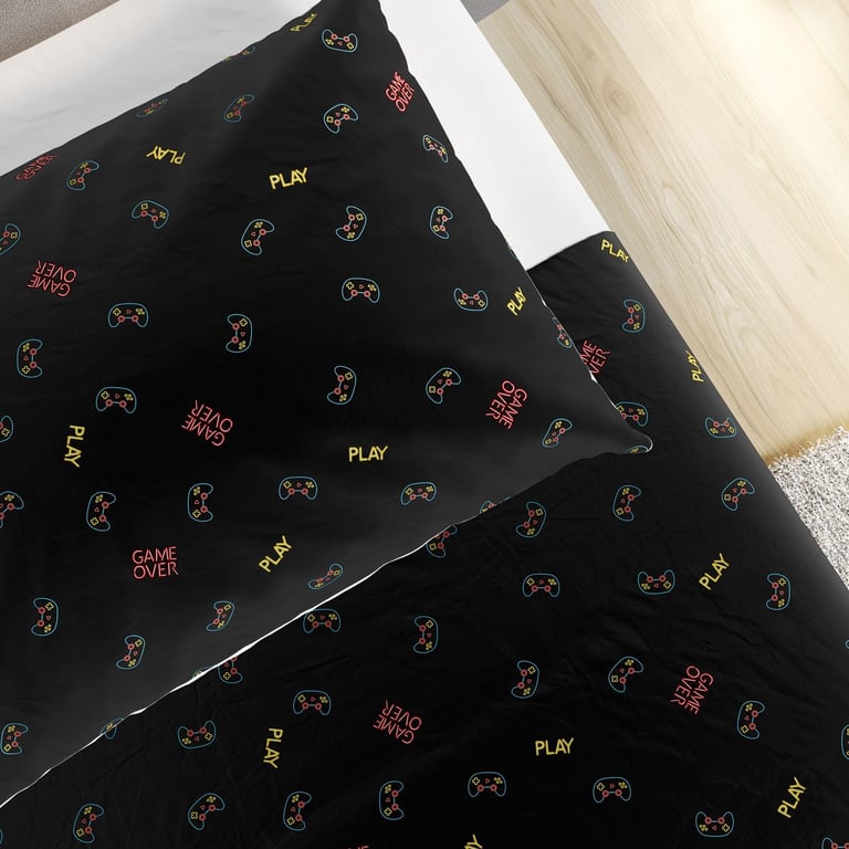 Jogo de Lençol Infantil Solteiro Game Over 3 Peças