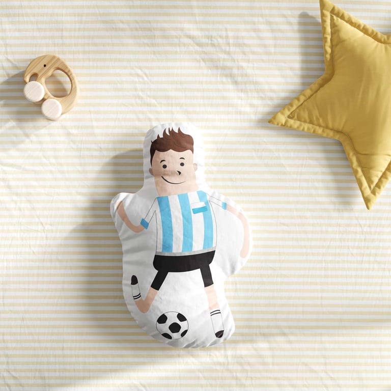Almofada Jogador de Futebol Azul e Branca — vista alternativa