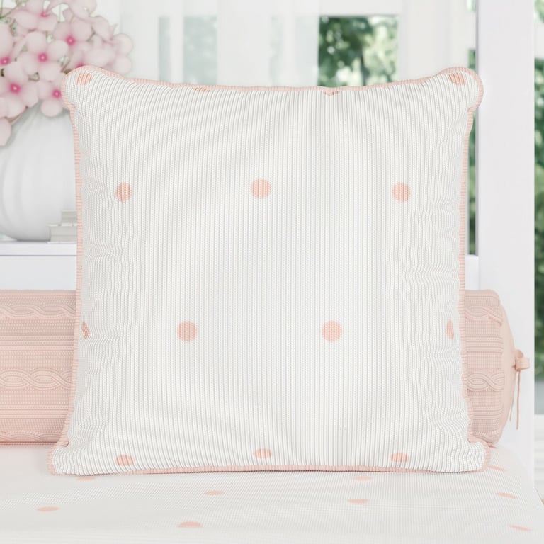 Almofada Tricot Poá Cinza/Rosa 30cm