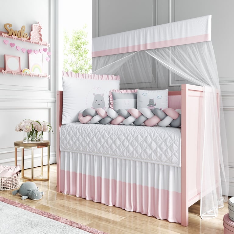 Kit Berço Trança Hipopótamo Rosa — vista alternativa