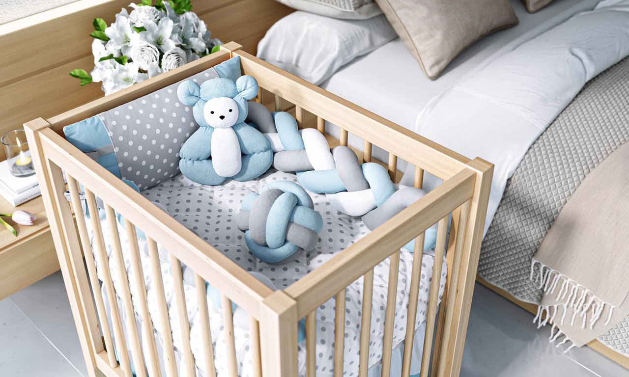 Kit Mini Berço Trança Poá Rosa — vista alternativa