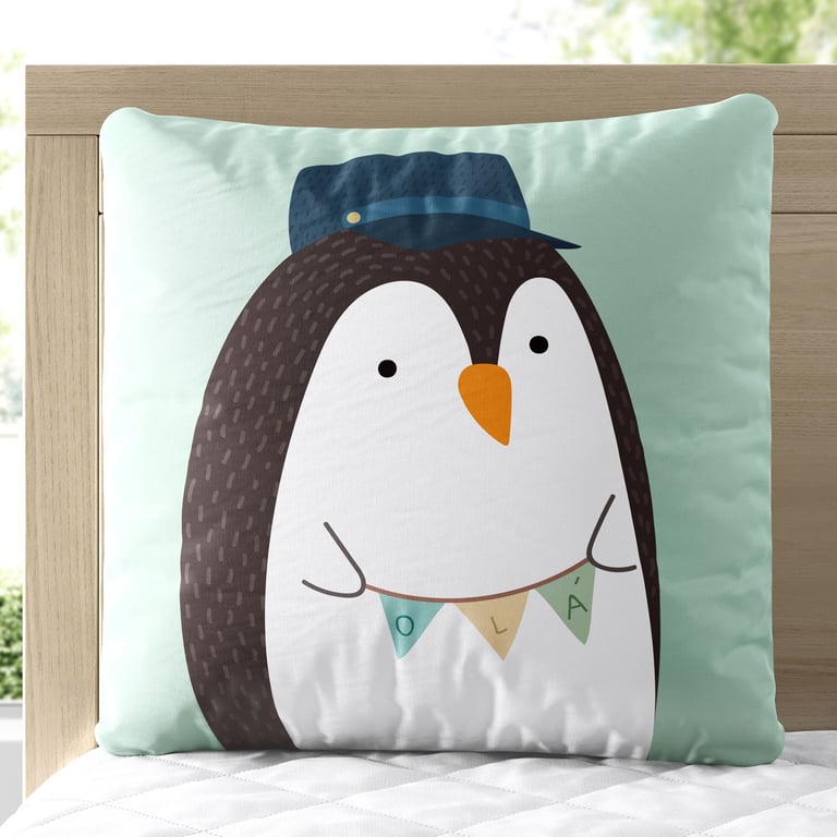 Almofada Quadrada Pinguim Maquinista 30cm